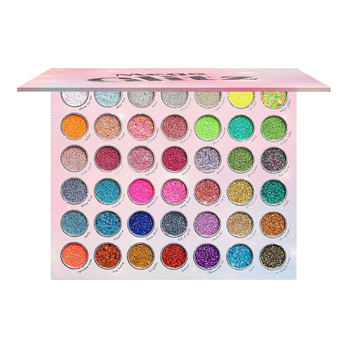 81fkuO7QjEL._SX679_ Kara Beauty Mega Glitz Pressed Glitter Palette con 42 tonos de glitter prensado para ojos, rostro y cuerpo